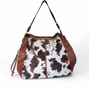 Cow Print Large Hobo Bag